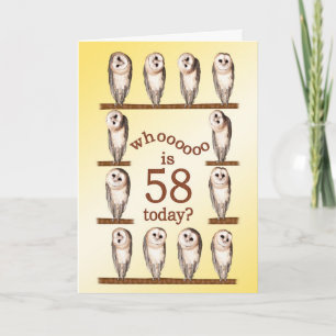 58th birthday, Curious owls card. Card