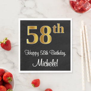58th Birthday ~ Elegant Luxurious Faux Gold Look # Napkin