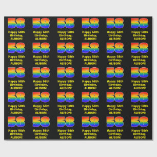 58th Birthday: Fun, Colourful Rainbow Inspired # 5 Wrapping Paper
