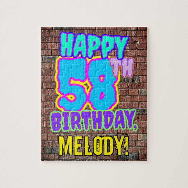 58th Birthday ~ Fun, Urban Graffiti Inspired Look Jigsaw Puzzle (Vertical)