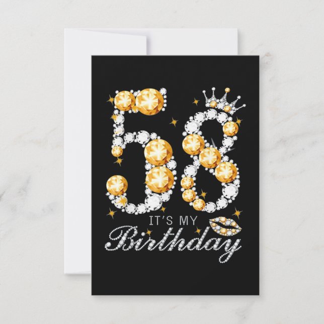 58th Birthday High Heel Shoes Crown Diamond Card (Front)