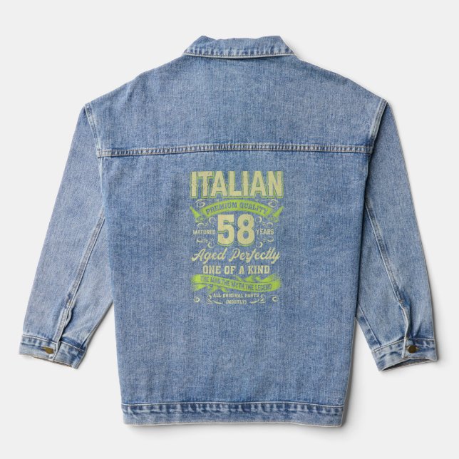 58th Birthday  Italian Age 58 Years Old Born In It Denim Jacket (Back)