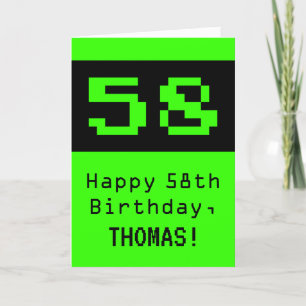 58th Birthday: Nerdy / Geeky Style "58" and Name Card