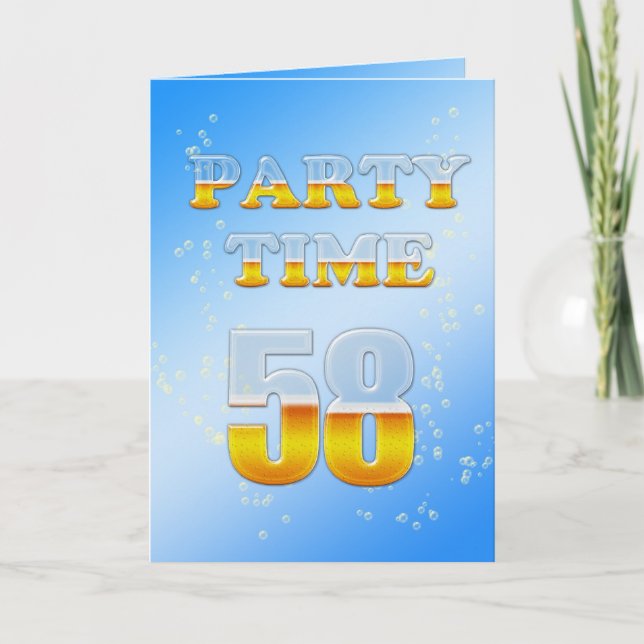 58th birthday party invitation with lots of beer (Front)