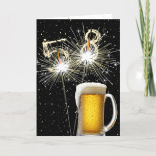 58th Birthday Sparklers With Beer Mug Card