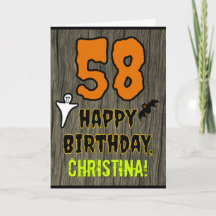 58th Birthday: Spooky Halloween Theme, Custom Name Card
