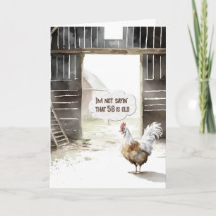 58th Birthday Watercolor Rooster In a Barn Card