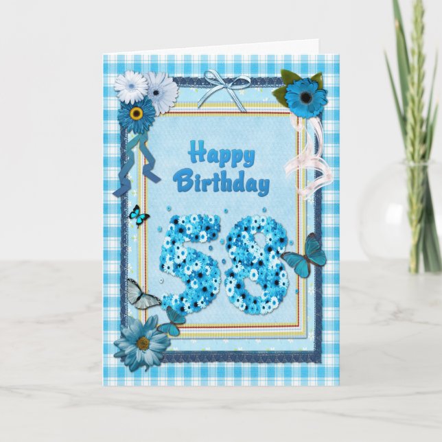 58th  Birthday with a scrapbook effect Card (Front)
