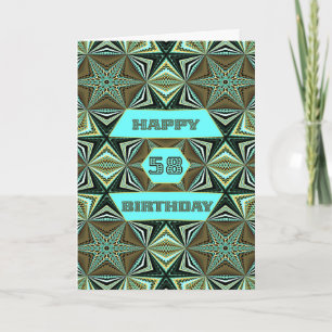 58th Birthday with Green Abstract Design Card