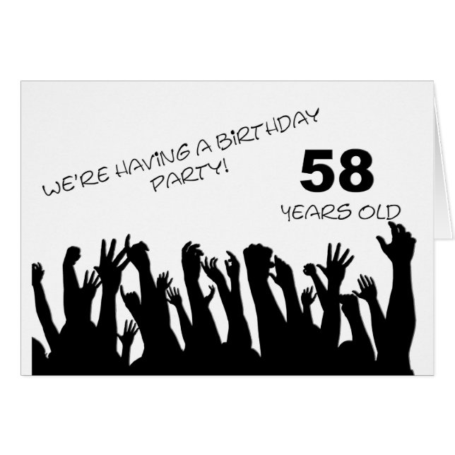 58th party invitation with a cheering crowd (Front Horizontal)