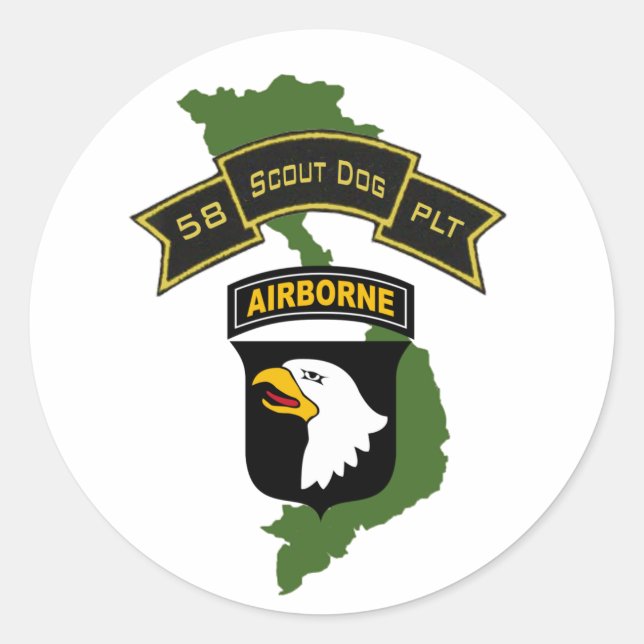 58th Scout Dog Platoon 101ID Stickers (Front)