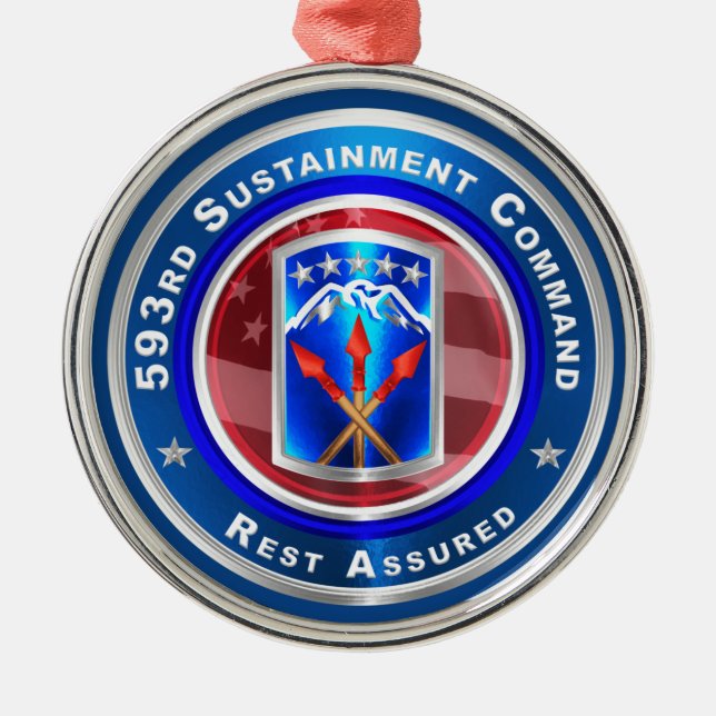 593rd Sustainment Command Metal Ornament (Front)