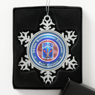 593rd Sustainment Command   Snowflake Pewter Christmas Ornament