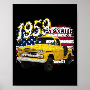 59 Apache Truck 4th Of July American  Poster