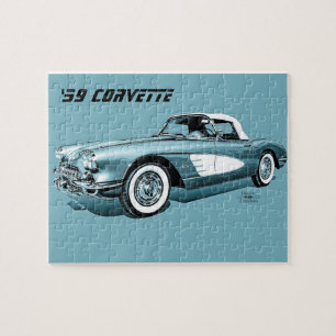 59 Corvette Blue Background Jigsaw Puzzle