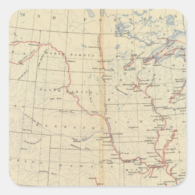 59 Navigable rivers, routes 1890 Square Sticker (Front)
