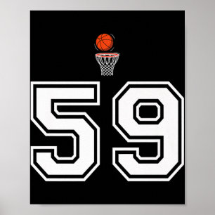 59 Number Basketball Style Vintage White Premium  Poster