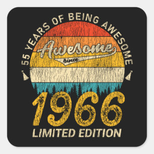 59 Year Old 1966 Retro Awesome 59th Birthday Gift Square Sticker