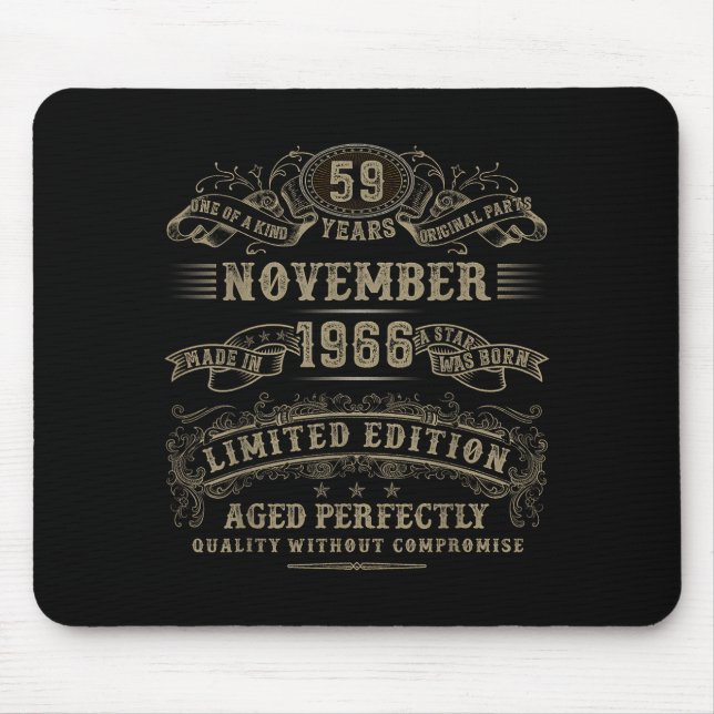 59 Year Old 59th Bday November 1966 Limited Editio Mouse Pad (Front)