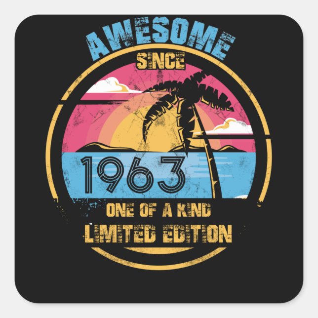 59 Year Old Awesome Since 1963 59th Birthday Square Sticker (Front)