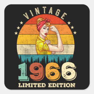 59 Year Old Bday 1966 Vintage 59th Birthday Women Square Sticker