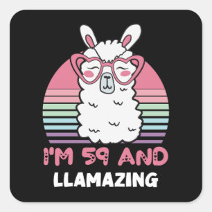 59 Year Old Bday Llamazing 59th Birthday Llama Square Sticker
