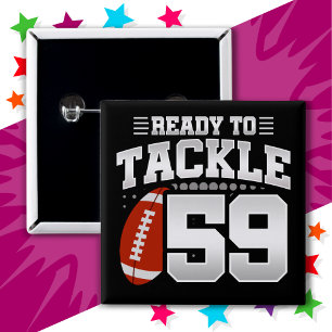 59 Year Old Tackle Football Party 59th Birthday 15 Cm Square Badge