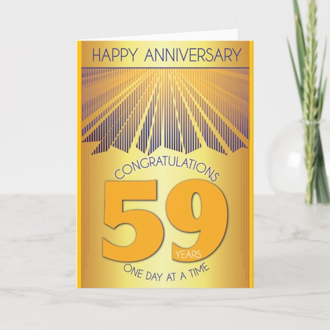 59 Year Sober Anniversary | Golden Ray 12 Step Card (Front)