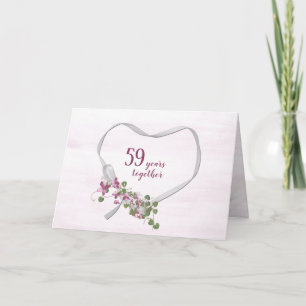 59th Anniversary Ribbon Heart Card