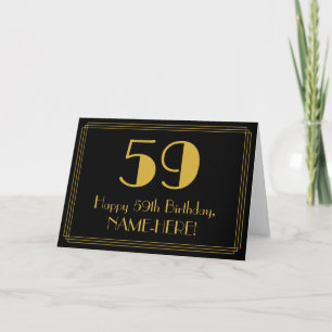 59th Birthday: Art Deco Inspired Look "59" + Name Card