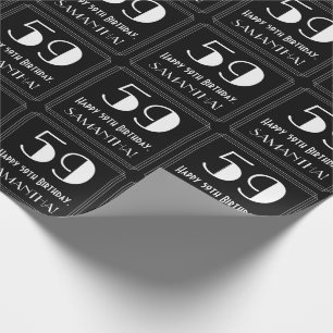 59th Birthday - Art Deco Inspired Look "59", Name Wrapping Paper
