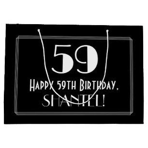 59th Birthday: Art Deco Inspired Style "59", Name Large Gift Bag