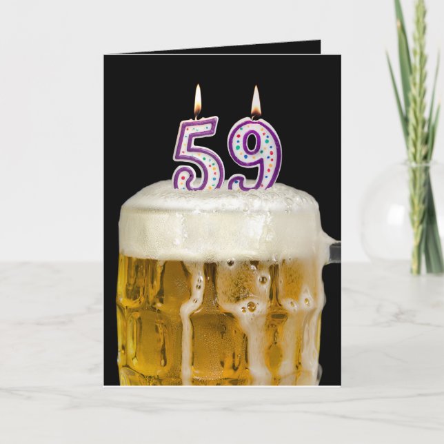 59th Birthday Beer on black Card (Front)