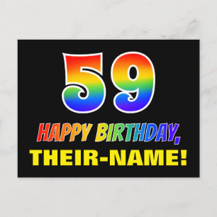 59th Birthday: Bold, Fun, Simple, Rainbow 59 Postcard