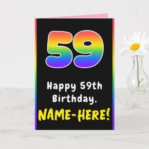 59th Birthday: Colourful Rainbow # 59, Custom Name Card