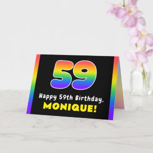 59th Birthday: Colourful Rainbow # 59, Custom Name Card