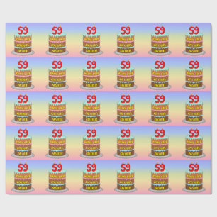 59th Birthday: Fun Cake and Candles + Custom Name Wrapping Paper