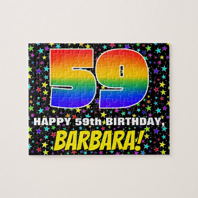 59th Birthday — Fun, Colourful Star Field Pattern Jigsaw Puzzle (Horizontal)