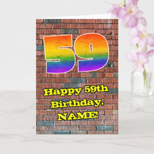 59th Birthday: Fun Graffiti-Inspired Rainbow 59 Card