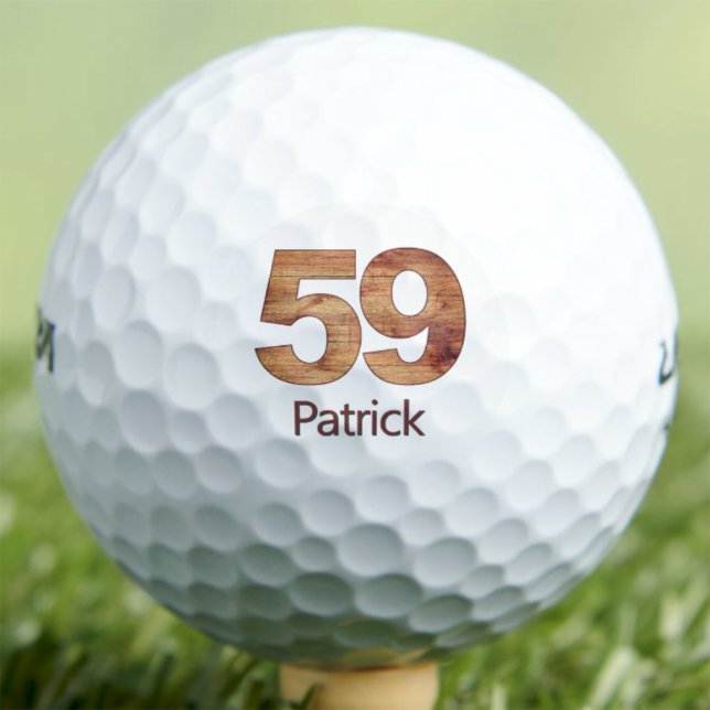 59th Birthday Gift - Cool Rustic Wood Custom Golf Balls (Creator Uploaded)