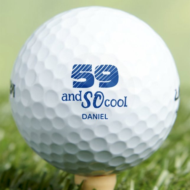 59th Birthday Gift for Him Cool Funny Blue Custom Golf Balls (Creator Uploaded)