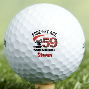 59th Birthday Gift - Red Plaid Custom Funny Golf Balls