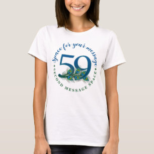 59th Birthday Or Anniversary Peacock Feathers T-Shirt