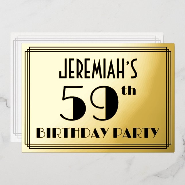 59th Birthday Party — Art Deco Look “59” + Name (Front/Back)