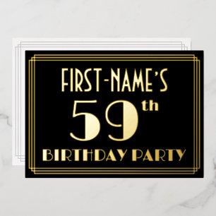 59th Birthday Party: Art Deco Look “59”, w/ Name