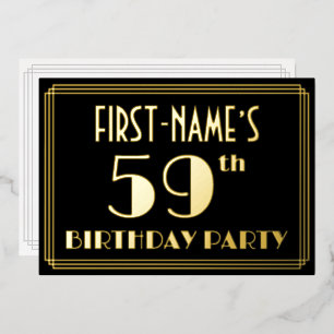 59th Birthday Party: Art Deco Look “59”, w/ Name