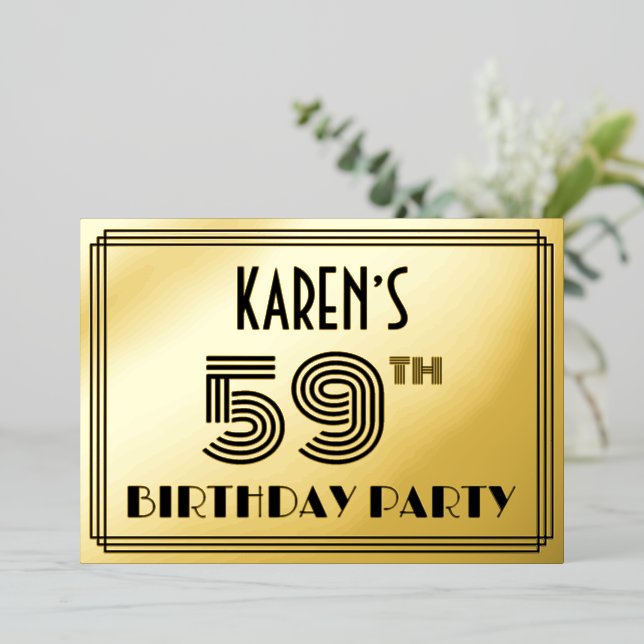 59th Birthday Party — Art Deco Style “59” & Name (Standing Front)