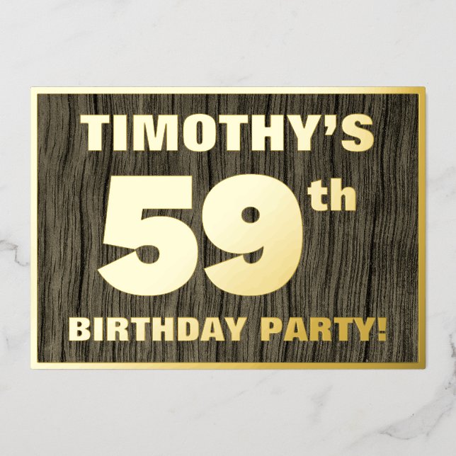 59th Birthday Party: Bold, Faux Wood Grain Pattern (Front)