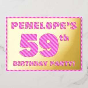 59th Birthday Party — Bold, Fun, Pink Stripes # 59