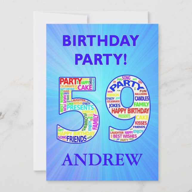 59th Birthday Party Invitation Add a Name (Front)